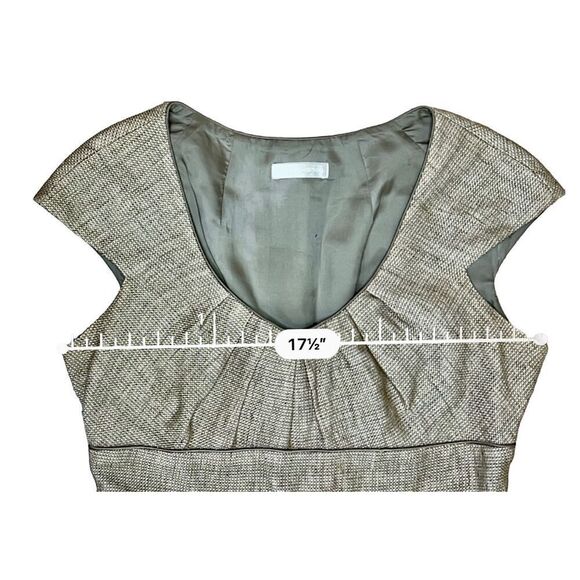 Badgley Mischka Tan Sparkle Metallic Tweed Cap Sleeve Midi Dress sz XS(0-2) - Picture 6 of 12